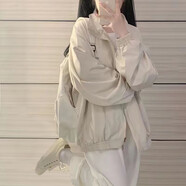 以純 YISHION美式風(fēng)衣外套女春秋款學(xué)生寬松休閑百搭學(xué)生薄款沖鋒衣夾克上衣潮 淺杏色 加絨 加 厚款 M