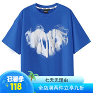 ICONS Lab聯(lián)名SSURPLUS發(fā)泡愛(ài)心煙霧寬松短袖純棉T恤 克萊因藍 M