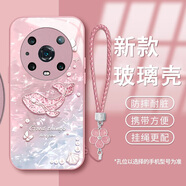 和迅博適用于榮耀Magic4手機殼鯨魚(yú)玻璃硬殼Magic4Pro新款保護套個(gè)性網(wǎng) 玻璃殼【粉色鯨魚(yú)BL】+手繩 榮耀Magic4