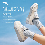 安踏（ANTA）C37丨百搭運(yùn)動(dòng)鞋女子2025夏季新款時(shí)尚潮流透氣運(yùn)動(dòng)板鞋 象牙白/淺霧灰-4 37.5