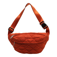 睿營(yíng)泡芙腰包女新款冬季菱格女士腰包質(zhì)感洋氣少女斜挎包休閑胸包 桔色