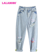 拉拉波波（LALABOBO）LALABOBO 牛仔褲|CBDB-WXZC11 中藍(lán)白 27