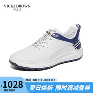 VICKI BROWN【VB男鞋】法國品牌商務休閑鞋時尚輕質(zhì)男士皮鞋百搭舒適鞋子男 白藍 41