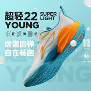 李寧超輕22跑步鞋童鞋男女童輕量減震回彈青少年中考體測運動(dòng)跑步鞋童 標準白/海豚藍 38