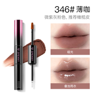 詩佩妮雙頭唇釉鏡面水光唇蜜不易沾杯唇泥口紅346#薄咖 熾光粉版