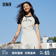 森馬連衣裙女插肩袖修身收腰夏季字母開叉短裙運動風(fēng)109324114025