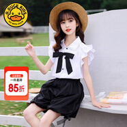 G.DUCKKIDS童裝女童套裝夏款兒童衣服中大童夏季新款襯衫短褲兩件套女孩衣服 白色【飛袖款】 150 尺碼11~12歲【140-150cm】cm