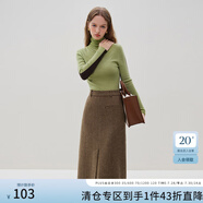 范思藍(lán)恩23FS14090 老錢風(fēng)套裝咖色復(fù)古西裝外套女秋冬羊毛西服 半身裙 S