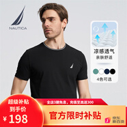 諾帝卡（NAUTICA）【單件直降】男裝春夏新款舒適親膚透氣涼感休閑短袖圓領(lǐng)T恤男 TE4101黑色0TB L