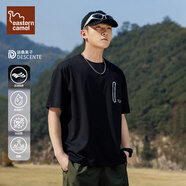 東方駱駝;EASTERN CAMEL短袖T恤男夏季薄款速干透氣圓領(lǐng)體恤休閑戶外百搭半袖寬松打底衫 黑色 L