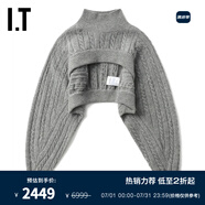 Simone Rocha IT 女裝短款立領針織衫新款設計感前短后長毛衣罩衫 GYX/中灰色 XS