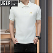 JEEP SPIRIT吉普短袖POLO衫男夏季薄款寬松翻領半袖上衣2025新款休閑運動t恤 白色 L 【建議120-140斤】