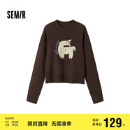 森馬（Semir）毛衣女提花衣服趣味潮流2024冬季圓領(lǐng)正肩毛衫甜酷風(fēng)109724107008