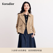 珂萊蒂爾【商場(chǎng)同款】秋美拉德獨(dú)特好看雙排扣翻領(lǐng)短款外套 中橙黃 XL