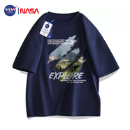 NASA GISS官方潮牌聯(lián)名t恤男純棉潮流日系寬松圓領(lǐng)印花學生短袖 深藍 2XL 