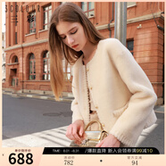 三彩女裝2024冬季新款羊毛皮草外套香風(fēng)圓領(lǐng)長(cháng)袖寬松短款輕奢女 奶白色 L 165/88A