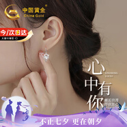 中國(guó)黃金（CHINA GOLD）心中有你足銀耳環(huán)女輕奢長(zhǎng)款耳墜七夕情人節(jié)生日禮物送女朋友老婆 心中有你耳環(huán)-托帕石【京速達(dá)】
