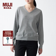無印良品 MUJI 女式 羊毛桑蠶絲 V領(lǐng)毛衣 BAC02A0A 長袖針織衫 灰色 XS