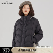謎底短款羽絨服女冬季新款時尚復古立領(lǐng)拼接面包服239MY7401 黑色 2XL