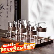 青蘋果新中式防燙玻璃杯 家用耐高溫水杯客廳待客茶杯喝水杯子6只