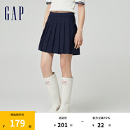 Gap女裝春季百搭簡(jiǎn)約學(xué)院風(fēng)彈力百褶迷你裙短裙876121 海軍藍(lán) 4(27)亞洲尺碼