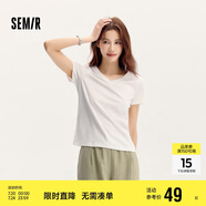 森馬[涼感T]短袖T恤女修身V領(lǐng)正肩簡(jiǎn)約抗菌夏裝純色109324100018