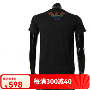阿瑪尼（Emporio Armani）EA 阿瑪尼 彩色鷹標(biāo)男士短袖V領(lǐng)T恤211801 1P477 黑色 20 S (國(guó)內(nèi)倉(cāng))