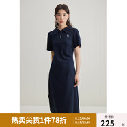 獨束大碼女裝【雙色雙版】氣質(zhì)休閑Polo領(lǐng)連衣裙女夏裝新款簡(jiǎn)約裙子 星空藍-長(cháng)款 3XL (尺碼：5)
