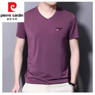 皮爾卡丹（pierre cardin）冰絲短袖T恤男2025新款夏季薄款中年上衣爸爸裝半袖體恤上衣 【方領】皮紅色 2XL 180碼【建議155斤-170斤】