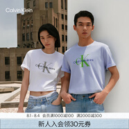 Calvin KleinJeans夏季男士潮流多色休閑通勤ck印花純棉短袖針織T恤40EM286 YAA-月光白 L