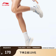 李寧（LI-NING）【輕嵐 】女2025新款輕彈緩震透氣簡約休閑運動鞋慢跑鞋ARSV076 云霧白-4 36