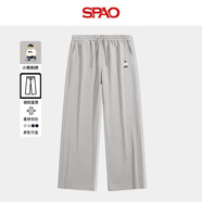 SPAO韓國同款直筒褲女士春秋新款小熊刺繡潮流寬松休閑褲SPWK25SK08LD 淺卡其#SP象牙熊-貼布繡 M