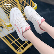 李寧板鞋女鞋2025夏季新款透氣小白鞋子百搭女款高顏值正品運(yùn)動休閑鞋 云霧白/淺緋粉（元寶） 35