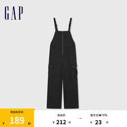 Gap女裝春秋時(shí)尚百搭寬松背帶褲美式休閑工裝長(cháng)褲477872 黑色 165/66A(M)亞洲尺碼