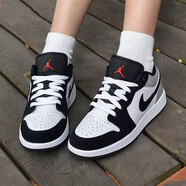 NIKE耐克男鞋女鞋春夏季新款A(yù)ir Jordan情侶低幫板鞋運(yùn)動籃球鞋子aj1 黑白灰HF3188/HF3148-106 36 GS