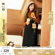 兩三事針織連衣裙女秋冬季復(fù)古無袖中長(zhǎng)款裙子背心裙梵高兀自生長(zhǎng) 黑色 M