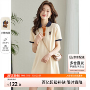 尚都比拉美式復(fù)古風(fēng)小熊刺繡POLO連衣裙小個子夏季寬松顯瘦裙子 杏色 XL 