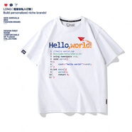 芭麥圖程序員t恤 男python編程語(yǔ)言衣服hello world代碼男女親子裝短袖 白色T桖1 4XL 成人/190