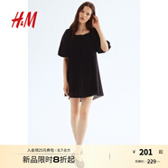 H&M女裝連衣裙2025秋季新款時尚休閑燈籠袖裙衫式連身裙1289425 黑色 XS 155/80
