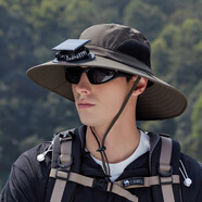 deciuhlae太陽(yáng)能風(fēng)扇帽男士夏季戶(hù)外登山釣魚(yú)防紫外線(xiàn)遮陽(yáng)防水帶風(fēng)扇漁夫帽 軍綠色太陽(yáng)能單風(fēng)扇 55-60cm