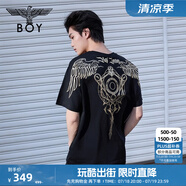 BOY LONDON【暗黑羅盤】夏情侶款短袖權(quán)杖印花炸街潮牌T恤N01906 N0103902 L