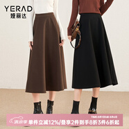 婭麗達(dá)赫本風(fēng)仿毛呢半身裙女2023秋冬新款a字傘裙遮胯氣質(zhì)長裙子 咖啡色 XL