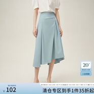 范思藍恩法式不規則a字半身裙女中長(cháng)款設計感氣質(zhì)百褶裙24FS12104 油畫(huà)藍 L
