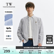 Teenie Weenie Men小熊男裝休閑條紋襯衫男夏季簡約風長袖男襯衣 灰色 XL 180