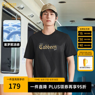 卡賓（CABBEEN）【涼感】燙印LOGO短袖T恤男2024夏季新款潮流冰絲情侶裝上衣 煤黑色01 M /170/48