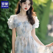 羅蒙（ROMON）法式小香風(fēng)碎花連衣裙子夏裝女2025年新款設計感小個(gè)子初戀裙子 花色連衣裙 S