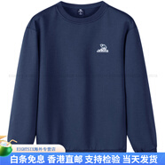 駱駝駱駝純色加絨寬松長(cháng)袖T恤上衣圓領(lǐng)套頭衛衣男女同款 墨藍 S