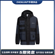 阿迪達斯 （adidas）originals三葉草字母印花撞色連帽運動多口袋戶外工裝夾克男黑色 黑色 XS