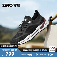 零度Zero運動(dòng)鞋男新款頭層牛皮休閑男鞋時(shí)尚舒適低幫緩震回彈慢跑鞋男 黑色 【網(wǎng)面透氣】 41 拍比運動(dòng)鞋小一碼