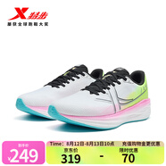 特步【門(mén)店同款】騛速5.0跑鞋女減震回彈舒適穩定耐磨通勤慢跑運動(dòng)鞋 經(jīng)典白/熒光青提綠/熒光數碼粉 36